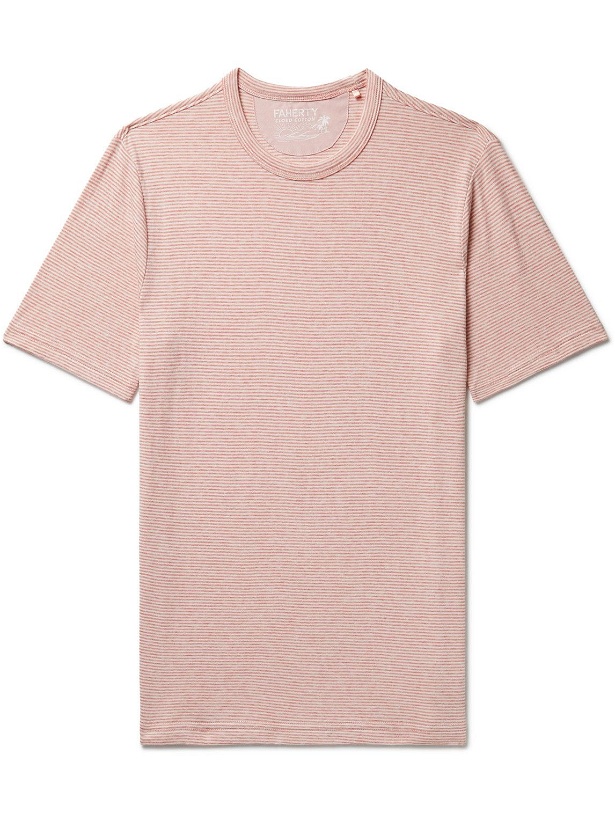 Photo: Faherty - Cloud Striped Pima Cotton and Modal-Blend Jersey T-Shirt - Pink