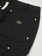Abc. 123. - Double Knee Straight-Leg Logo-Appliquéd Cotton-Canvas Trousers - Black