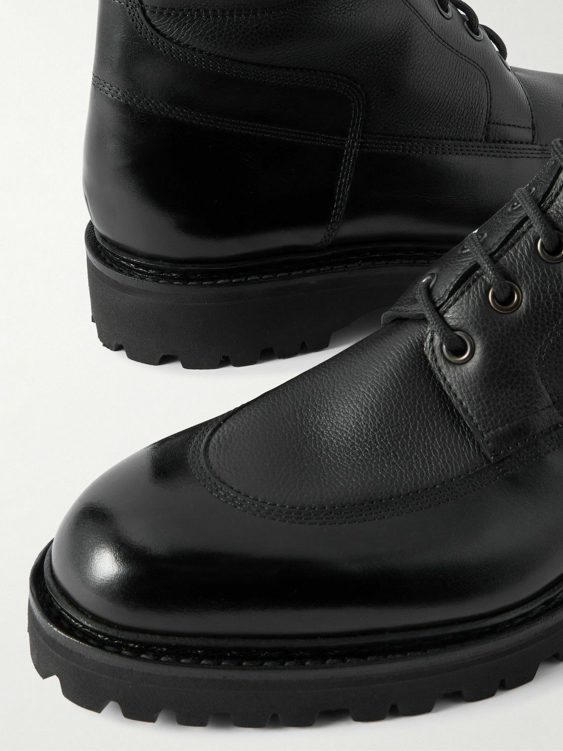 John Lobb - Peak Panelled Leather Boots - Black