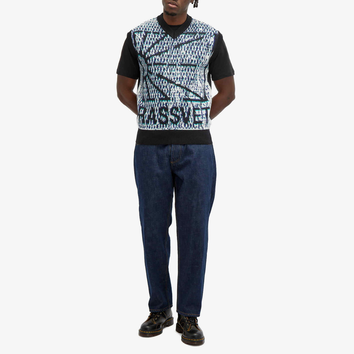 PACCBET Men's Mesh Camo Knitted Vest in Black