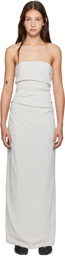 St. Agni Gray Strapless Tie Back Maxi Dress
