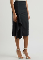 High Sketch Out Ruffled Midi Skirt Navy
