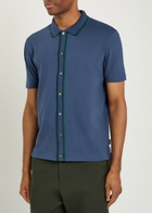PS Paul Smith Striped-trim Piqué Stretch-cotton Shirt Blue