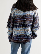 BALENCIAGA - Oversized Distressed Fair Isle Wool-Blend Sweater - Blue