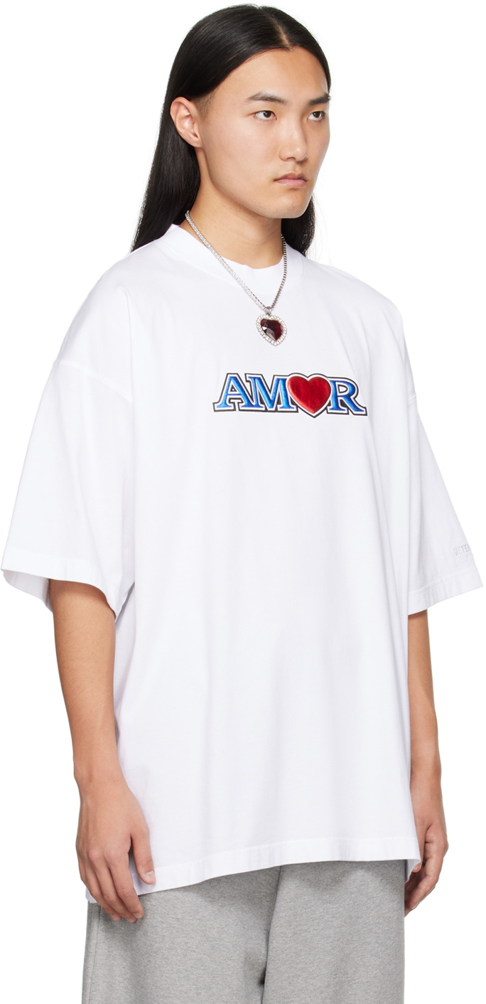 Tシャツ・カットソー VETEMENTS 'Amor' t-shirt White VETEMENTS White 'Amor' T-Shirt Vetements
