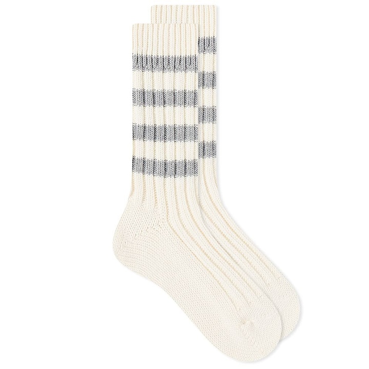 Photo: decka Heavyweight Stripe Sock in Ivory/Grey