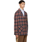 Gucci Red and Blue Check Wool Crest Jacket