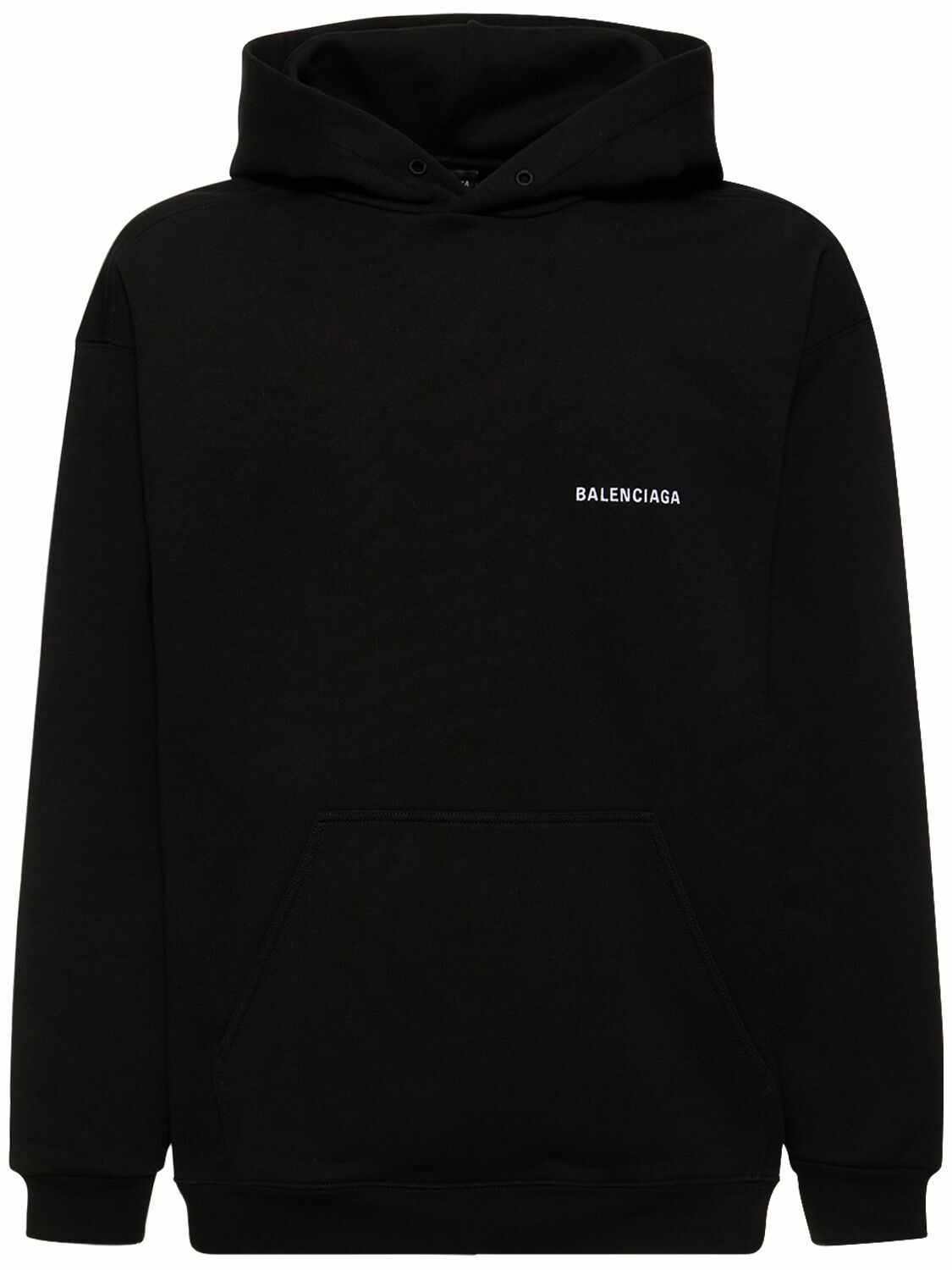 BALENCIAGA Logo Embroidery Cotton Hoodie Balenciaga BALENCIAGA Logo Embroidery Cotton Hoodie Balenciaga