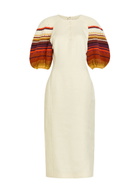 Gabriela Hearst Nomo Striped-knit Linen Midi Dress Ivory