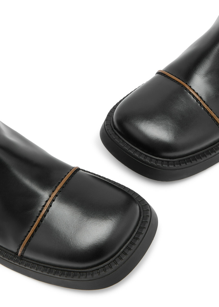 Miista Dahlia Panelled Leather Ankle Boot Black
