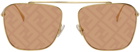 Fendi Gold 'Fendi Fabulous' Navigator Sunglasses