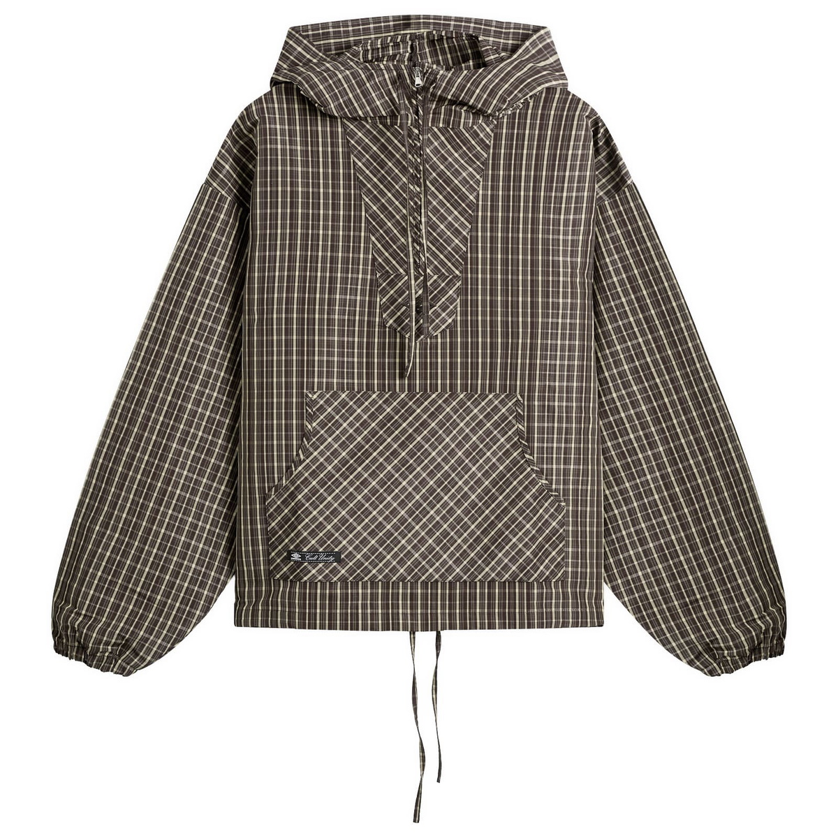 Umbro by Slam Jam Men's Checked Masked Anorak in Beige/Dark Brown