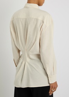 High Skylark Ring-embellished Woven Shirt Beige