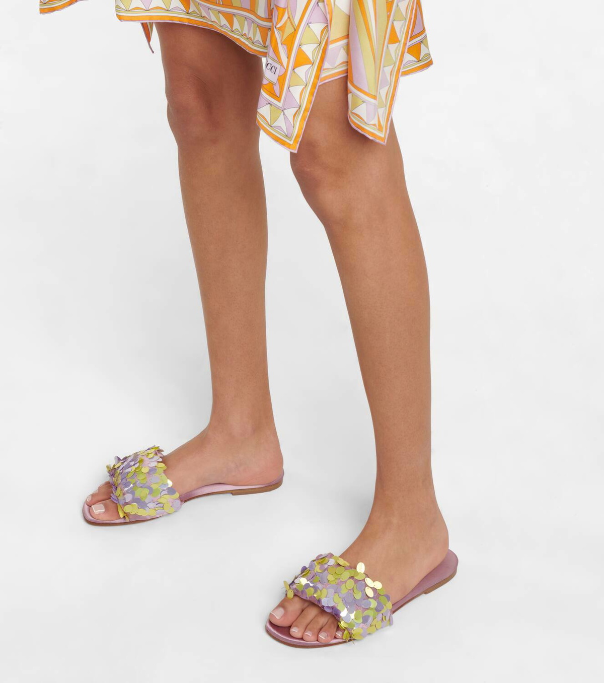 Pucci Sequin-embellished satin slides