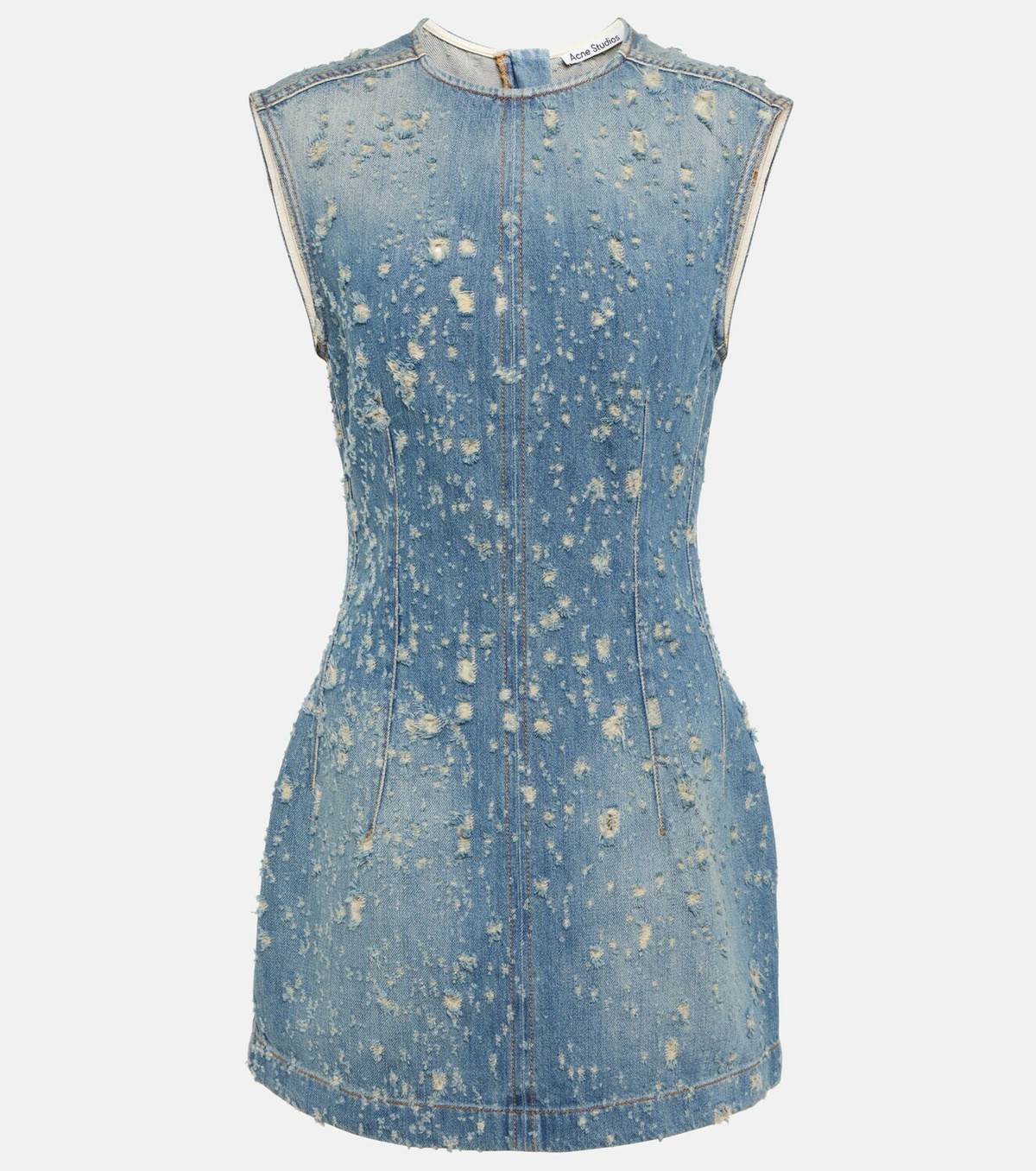 アクネ Acne Studios Mini Dress Denim Blue Coated Denim Minidress by Acne Studios on Sale