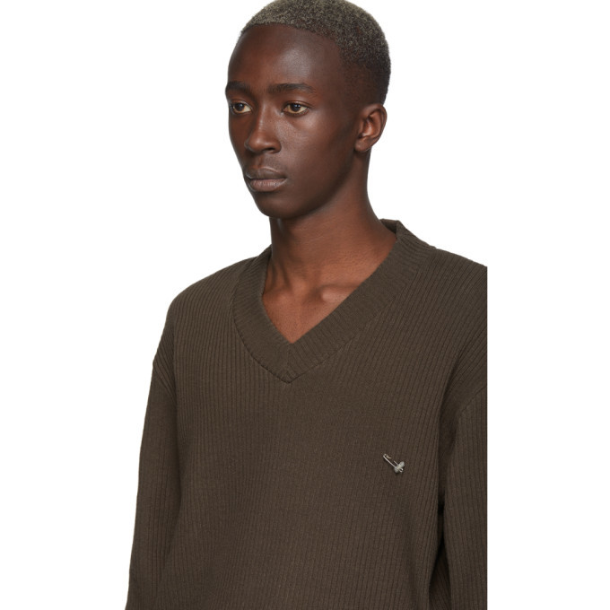 LHomme Rouge Brown Home V-Neck Sweater