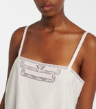 Prada Lace-trimmed linen minidress