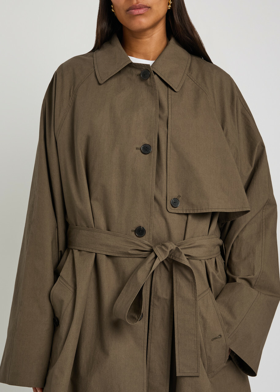 Calvin Klein Zeland Belted Cotton Trench Coat Brown