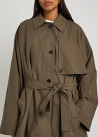 Calvin Klein Zeland Belted Cotton Trench Coat Brown