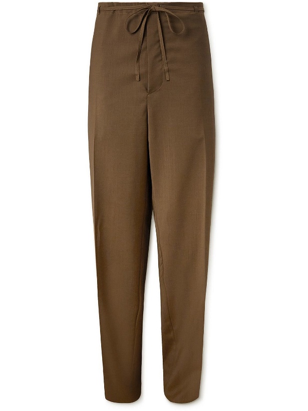 Photo: Zegna - Wide-Leg Wool and Mohair-Blend Trousers - Brown