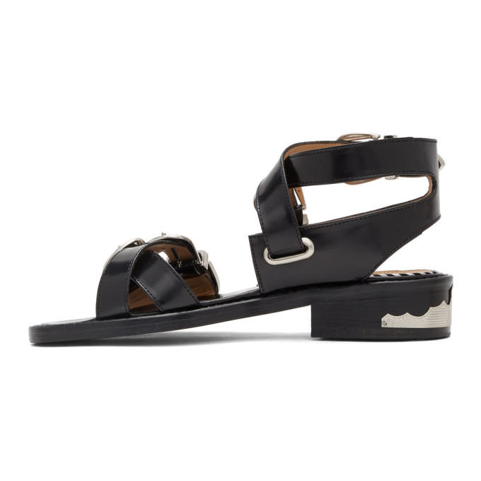 Toga Pulla Black Four Buckle Western Sandals Toga Pulla