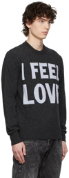 Honey Fucking Dijon Black Wool 'I Feel Love' Crewneck