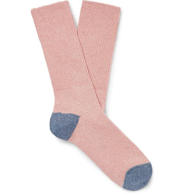 Photo: Mr P. - Ribbed Mélange Stretch Cotton-Blend Socks - Multi