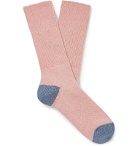 Mr P. - Ribbed Mélange Stretch Cotton-Blend Socks - Multi