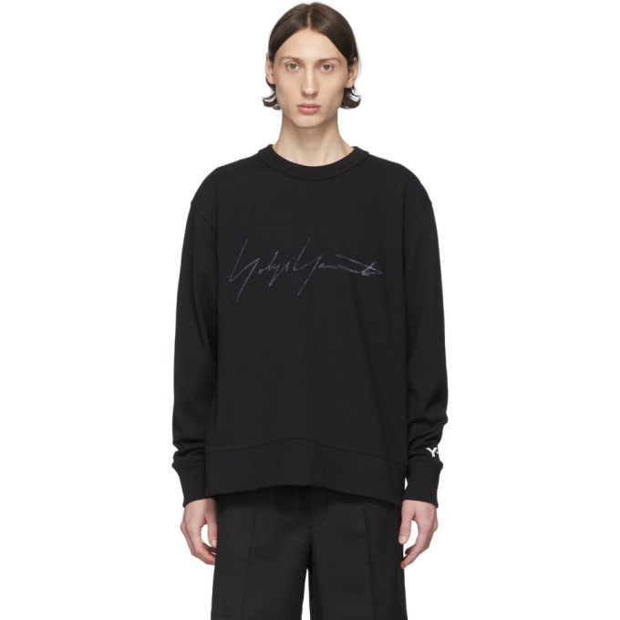 Photo: Y-3 Black Distressed Logo Sweatshirt