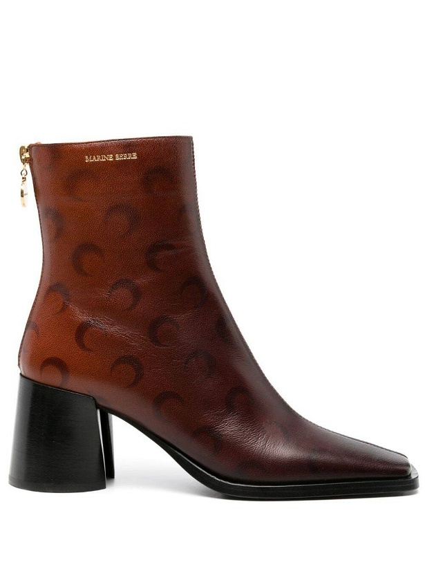 Photo: MARINE SERRE - Shaded Leather Heel Ankle Boots