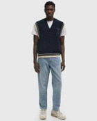 AMI Paris RIBBED SWEATER Blue Mens Vest