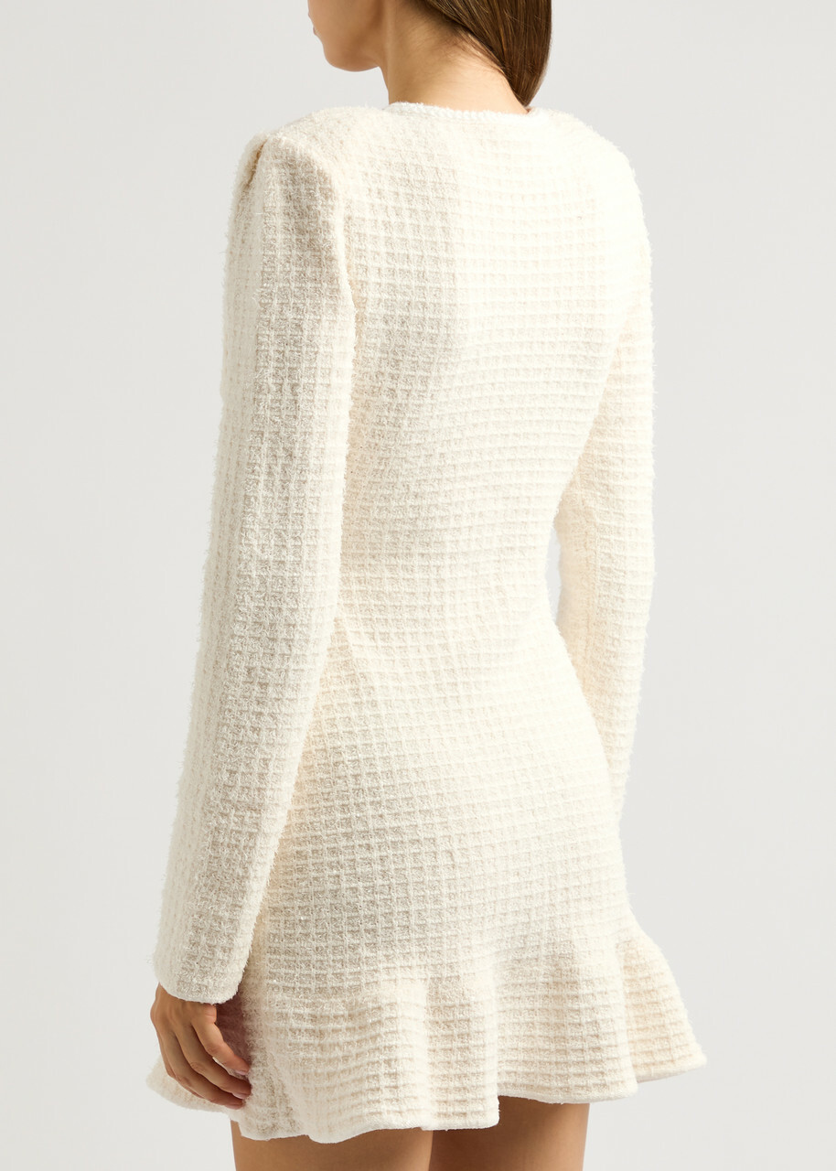 white christmas dresses Cream Sequin Knit Tailored Midi Dress – self-portrait-US