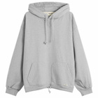 Anglan Men's Double Valley Tuck Sweat Hoodie in Melange Grey