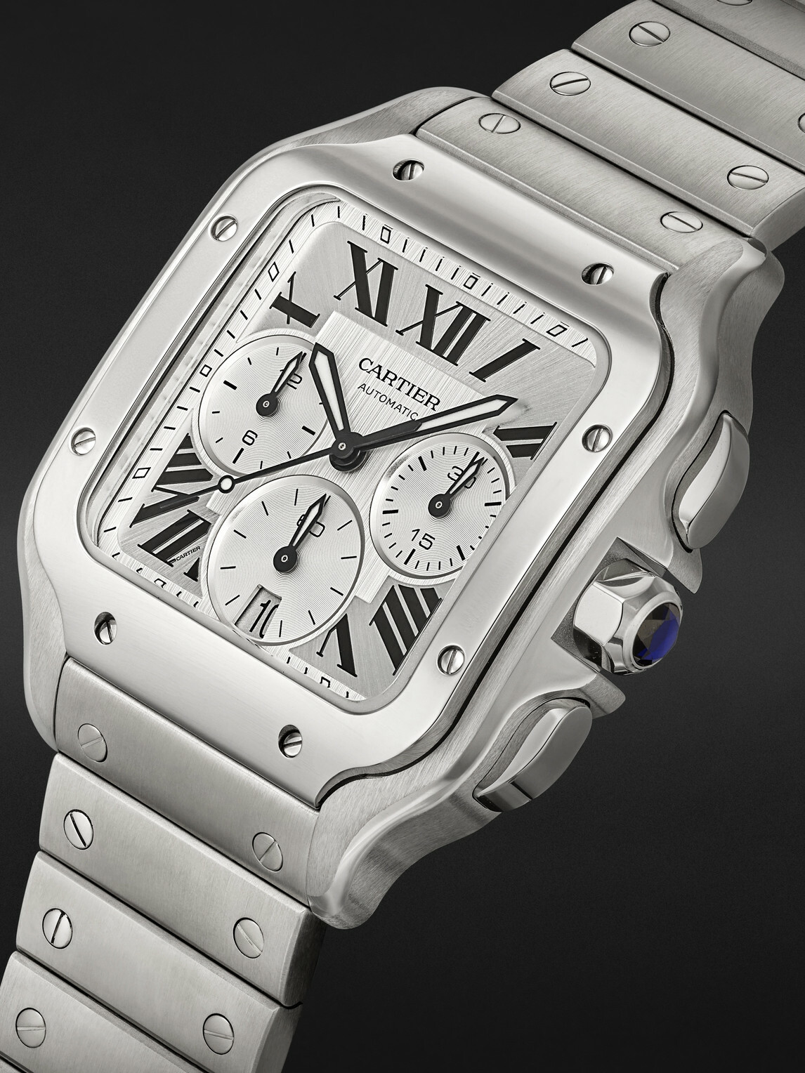 Cartier - Santos de Cartier Automatic Chronograph Stainless Steel Watch, ref.CRWSSA0083 - White