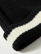 BODE - Pompom-Detailed Ribbed Striped Merino Wool Beanie