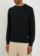 Les Deux Gary Globe Printed Cotton Jumper Black