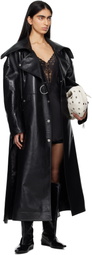 Nanushka Black Teca Regenerated Leather Trench Coat