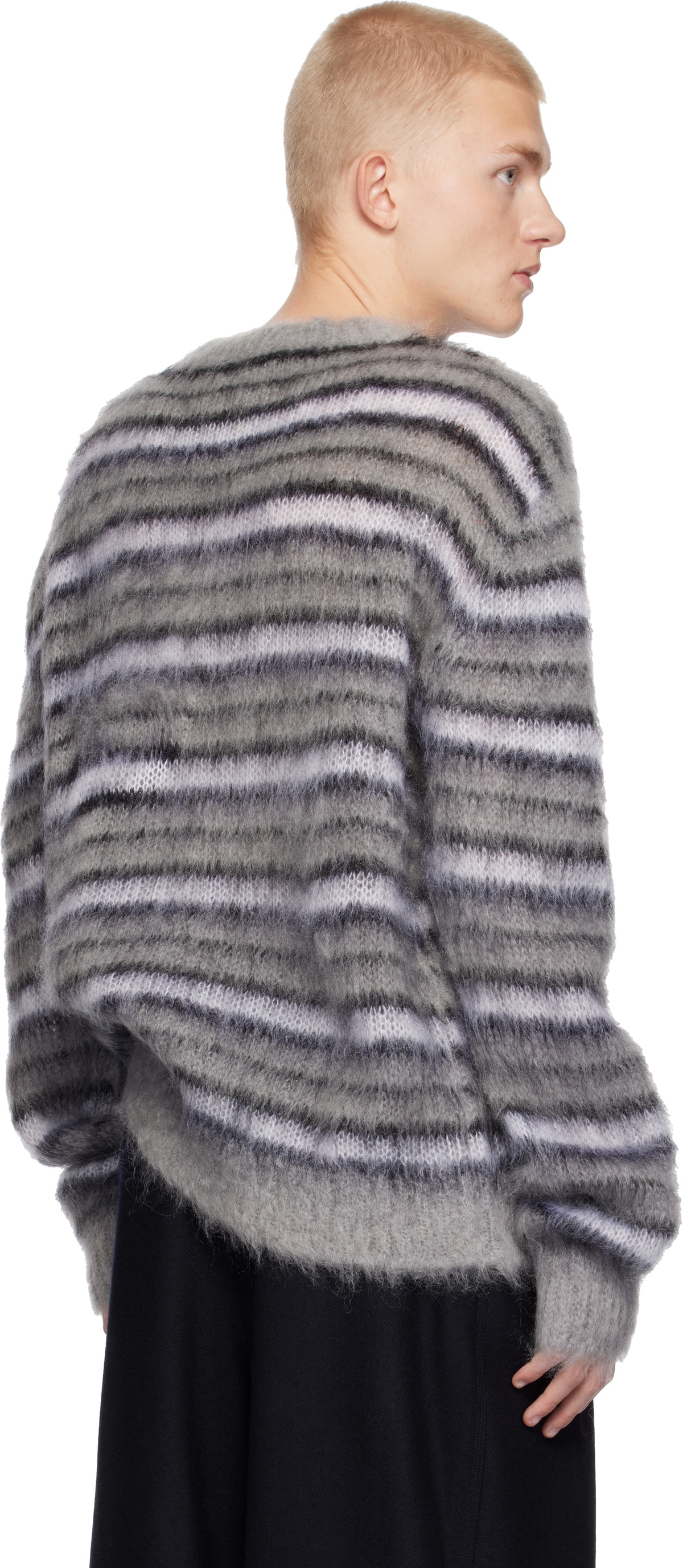 Marni Gray Fuzzy Wuzzy Striped Sweater Marni