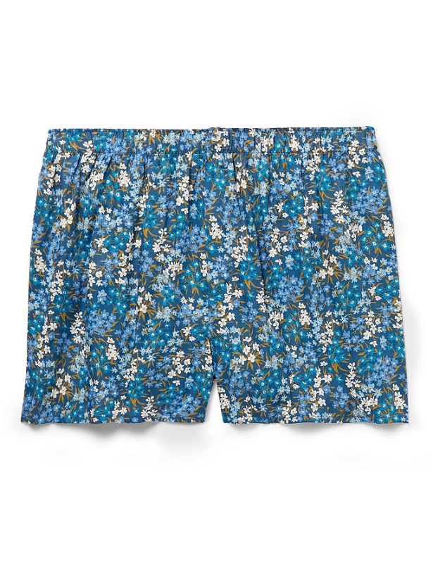 Photo: Sunspel - Floral-Print Cotton Boxer Shorts - Blue
