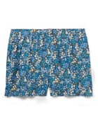 Sunspel - Floral-Print Cotton Boxer Shorts - Blue