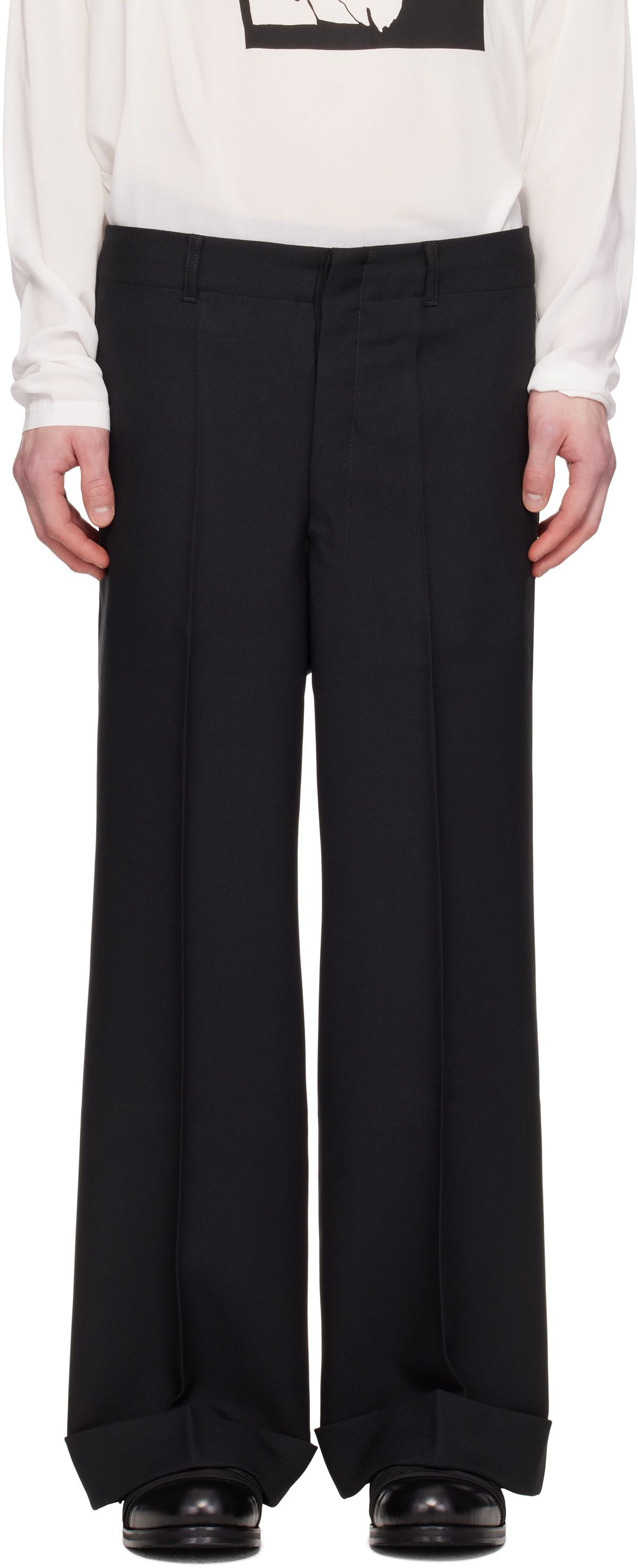 Random Identities Black Twill Large Suit Trousers