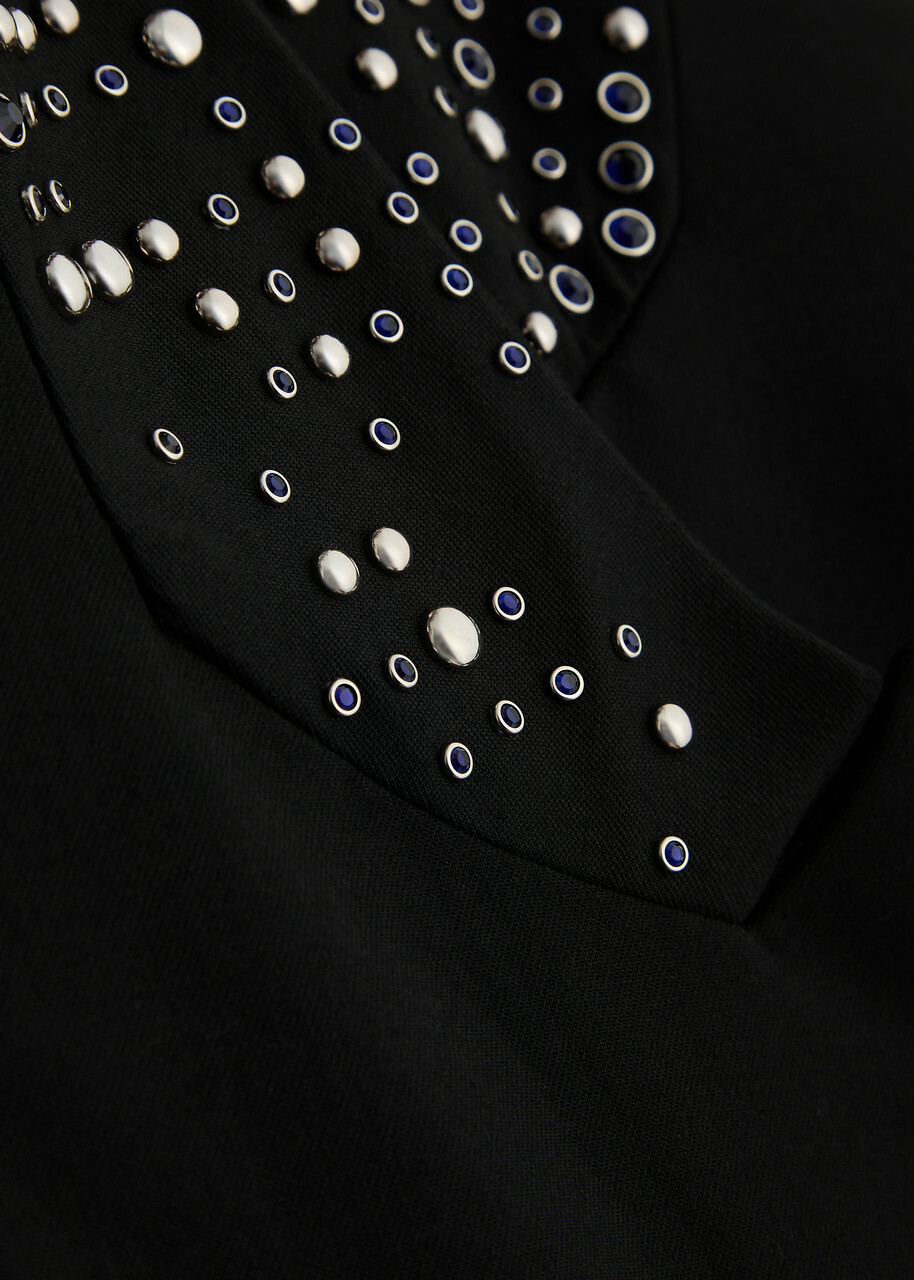 16 Arlington Bris Crystal-embellished Woven Blazer Black