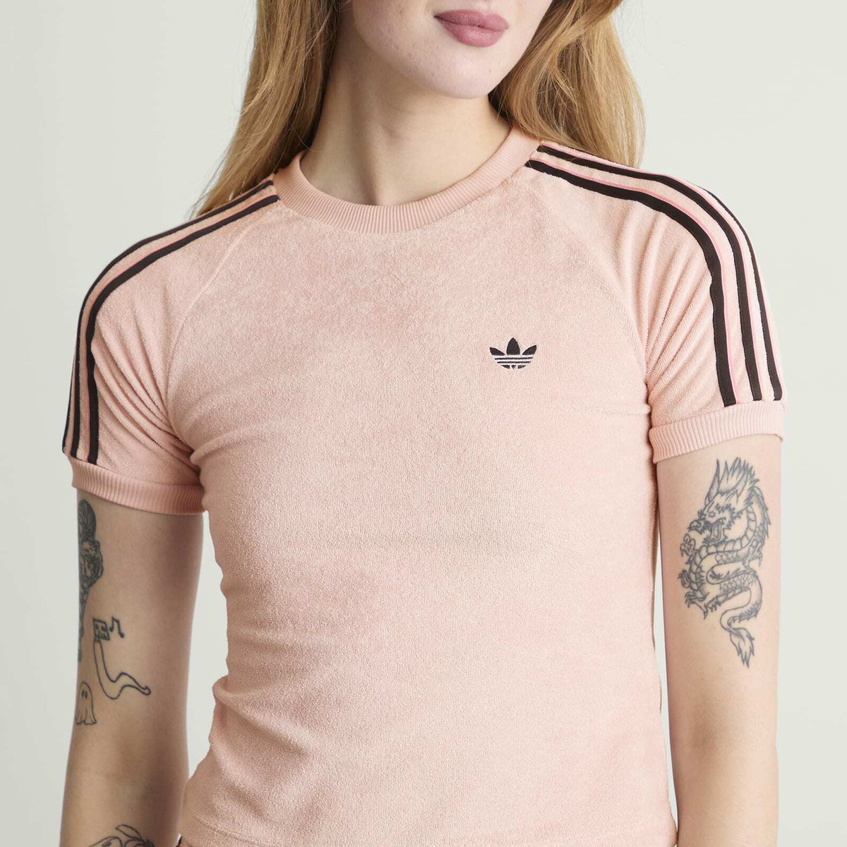Adidas Women's Terry Towel T-Shirt in Sandy Pink