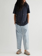 11.11/eleven eleven - Embroidered Bandhani-Dyed Organic Cotton T-Shirt - Blue