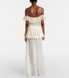 Xu Zhi Lace-trimmed peplum maxi dress