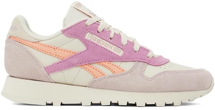 Photo: Reebok Classics Off-White & Pink Classic Leather Sneakers
