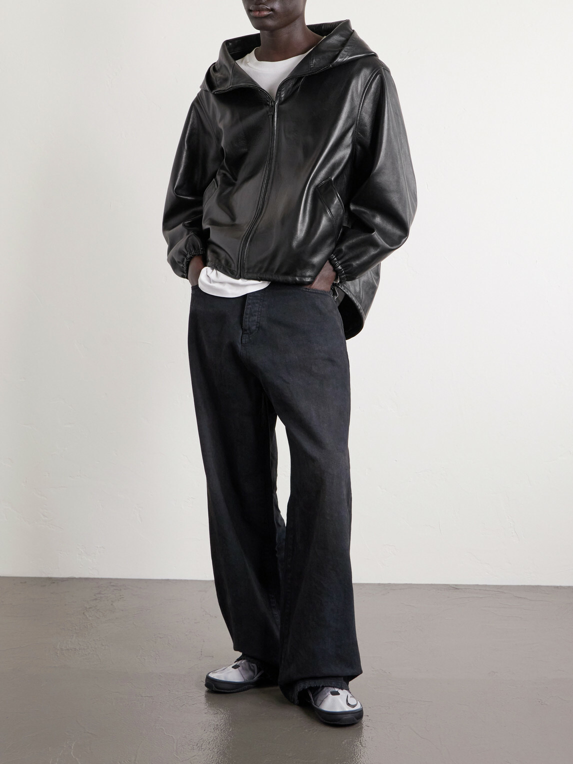 Balenciaga - Hooded Leather Jacket - Black