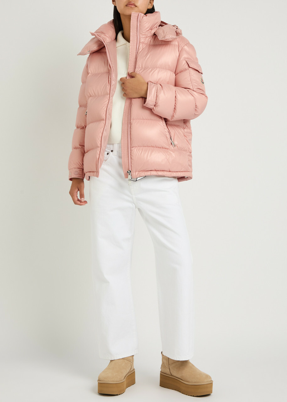 Moncler Maire Padded Hooded Laqué Nylon Jacket Light Pink