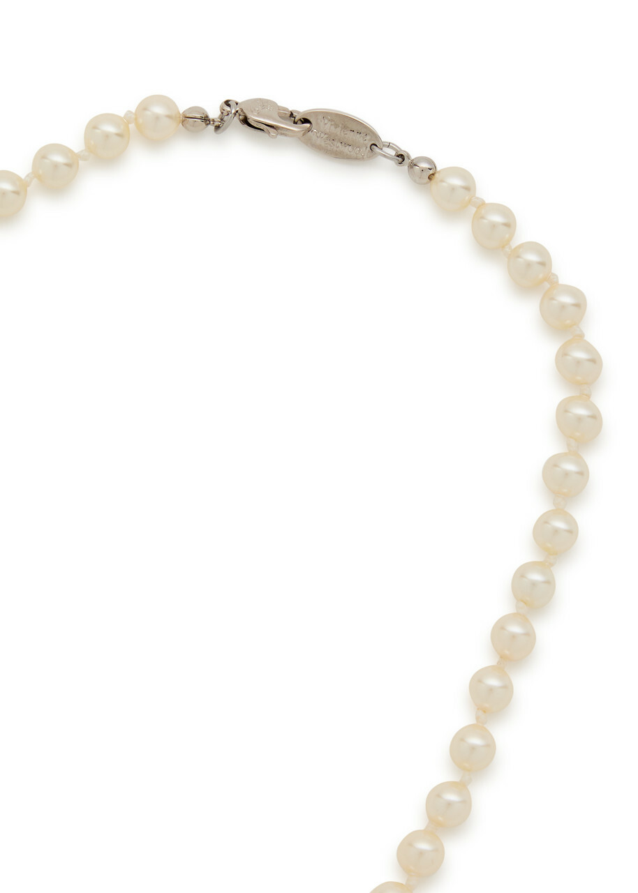 Vivienne Westwood Mini Bas Relief Faux Pearl Necklace - White - One Size