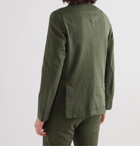 OFFICINE GÉNÉRALE - Slim-Fit Unstructured Garment-Dyed Cotton and Linen-Blend Suit Jacket - Green